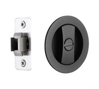 Serrure de porte de poche en alliage de zinc avec poignée de traction et bouton encastré pour portes coulissantes intérieures modernes (noir)