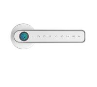 Serrure de porte d'empreintes digitales Super sécurité entrée sans clé intelligente clavier biométrique mot de passe levier poignée serrure contrôle d'application serrure électrique(Ordinary White)