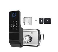 Serrure de Porte d'empreintes digitales Tuya Serrure de Porte Intelligente extérieure Carte à Puce numérique Jante Serrure de Porte électronique adaptée à la Maison Jardin(Waterproof Ttlock)