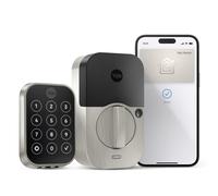 Serrure de porte d'entrée intelligente sans clé Yale Assure Lock 2 Plus Apple Home Keys (Appuyez pour ouvrir) à pêne dormant en nickel satiné ave