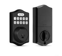 Serrure de porte d'entrée sans clé avec empreintes digitales et accès au code, serrure intelligente en alliage de zinc étanche IP65 pour la sécurité de la maison, capacité de 100 utilisateurs (noir)