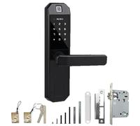 Serrure de porte électronique intelligente SanBouSi à empreinte digitale avec serrure à encastrer, empreinte digitale, 2 clés, 2 cartes IC, épaisseur de porte 35-50 mm