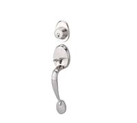 serrure de porte Ensemble de poignées de porte d'entrée moderne du milieu du siècle avec garniture de levier colonial, ensemble de poignées extérieures avec pêne dormant et clé poignee(Silver)