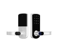 Serrure de porte intelligente à empreinte digitale Tuya - Entrée sans clé biométrique Bluetooth TTLock pour maison, appartement, hôtel, école Argent