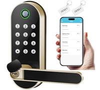 Serrure de porte intelligente à empreintes digitales avec poignée et clavier - Entrée sans clé Bluetooth pour porte d'entrée, maison, enfants, invités, Airbnb et location, application + accès au code