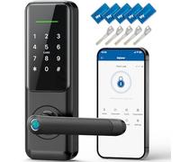 Serrure de porte intelligente à empreintes digitales avec poignée : serrure à clavier d'entrée sans clé pour porte d'entrée, serrure numérique électronique Nyboer de remplacement, serrure de rechange