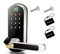 Serrure de porte intelligente à empreintes digitales, télécommande sans clé, wi-fi, écran tactile numérique, NFC, étanche IP67, avec 2 cartes IC(Silver)