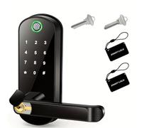 Serrure de porte intelligente à empreintes digitales, télécommande sans clé, wi-fi, écran tactile numérique, NFC, étanche IP67, avec 2 cartes IC(Zwart)