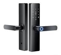 Serrure de porte intelligente à entrée sans ompatible Tuya, reconnaissance d'empreintes digitales à 360 degrés, clavier tactile, système de gestion des utilisateurs administrateurs (17 cm)
