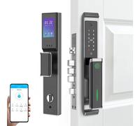 Serrure de porte intelligente avec caméra et reconnaissance faciale 3D, empreinte digitale, mot de passe sans clé avec application et carte d'identité, sécurité de porte d'entrée pour portes d'entrée