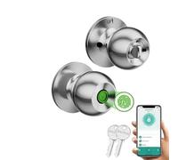 Serrure de Porte Intelligente, contrôle par Application Bluetooth, poignée de Porte sans clé, Serrure de Porte électronique numérique à Empreintes digitales Serrure Connectée(Silver)