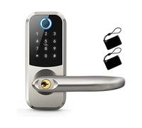 Serrure de porte intelligente d'empreinte digitale électronique mot de passe déverrouiller le clavier verrouille la poignée de porte de Protection de sécurité for la maison(Silver)