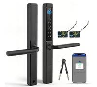 Serrure de porte intelligente Eirolace avec empreinte digitale, serrure de porte d’entrée intelligente avec poignée et clavier tactile, empreinte digitale à semi-conducteur, RFID/APP/Code/Télécommande