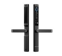Serrure de porte intelligente étanche, serrure de porte électronique coulissante à empreintes digitales avec poignée for intérieur et extérieur serrure connectée