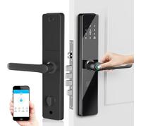 Serrure de porte intelligente - Serrure à combinaison avec poignée, prise en charge du contrôle par application, déverrouillage par empreinte digitale, carte, clé ou mot de passe pour appartements