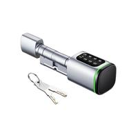 Serrure de Porte Intelligente, Serrure à Cylindre Intelligente for Porte, Application Bluetooth, Mot de Passe numérique, Carte mécanique, clé déverrouillage électronique for la Maison(Silver,60mm)