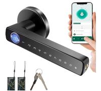 Serrure de Porte Intelligente, Serrure Connectée Wifi Tuya Serrure de Porte Intelligente Serrure Électronique Biométrique Empreintes Digitales RFID Carte Sans clé APP Télécommande Smart Lock