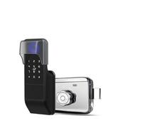 Serrure de porte intelligente, Serrure de porte intelligente étanche à empreintes digitales, verrou de porte d'extérieur, Bluetooth, mot de passe, pêne dormant + clé mécanique(B)