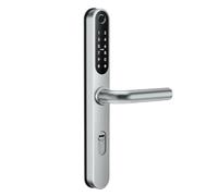 Serrure de porte intelligente TTlock avec poignée - Accès sans clé par code, empreinte ou mobile - Verrou électronique pour porte en bois, aluminium ou portail extérieur, 72-92 mm