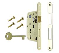 Serrure de porte intérieure AGB série Center. entrée 50, entraxe 90. (face 22x196, évacuation de la chaîne clé, laiton brillant)