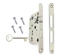 Serrure de Porte Intérieure AGB Série CENTRO. Entrée 50, Entraxe 90. (Face 22x196, SCROCCO CATENACCIO CHIAVE, NICHELATO Lucido)