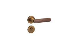 Serrure de porte intérieure chambre à coucher, poignée en rondins, aspiration magnétique silencieuse, serrure bois massif for la maison, chinoise(Bronze standard 35-50mm)