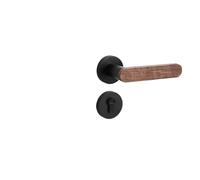 Serrure de porte intérieure chambre à coucher, poignée en rondins, aspiration magnétique silencieuse, serrure bois massif for la maison, chinoise(Black 35-50mm)