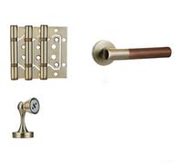 Serrure de porte intérieure de style chinois, construction en alliage de zinc avec grain de bois de noyer, poignée silencieuse pour la sécurité de la maison (C)