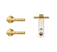 Serrure de porte intérieure en laiton martelé, double levier en bois, écusson à clé, 1 pièce(PRIVACY-SB)