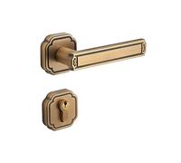 Serrure de porte intérieure silencieuse, entièrement en cuivre, quelle que soit la poignée chambre chinoise gauche et droite, serrure fendue(Brass)