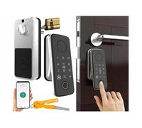 Serrure de porte motorisée connectée - TS-100.app - Ouverture par code PIN - Biométrique - Blanc