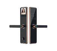 Serrure de porte par empreinte digitale de sécurité WiFi de l’application Tuya avec caméra, identification biométrique intelligente électronique, serrure de maison intelligente (couleur : br