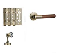 Serrure de porte, poignée en alliage de zinc avec finition grain de bois de noyer, nouveau style chinois, mécanisme de fonctionnement silencieux, décoration moderne du milieu du siècle, pour portes