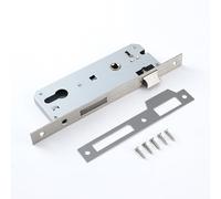 Serrure de porte, serrure à mortaise en acier inoxydable, serrure à mortaise, portes encadrées, axe de verrouillage de 85 mm, serrure à cadre tubulaire de 35 mm, pêne réversible multiple (92 x 35 mm)(