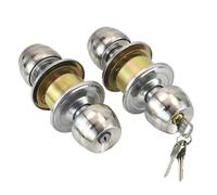 serrure de porte Serrure de bouton poignée porte ronde en acier inoxydable avec or passage d'entrée(70mm with key)