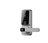 Serrure de porte Serrures intelligentes numériques avec empreinte digitale, serrure de porte avec clavier électronique biométrique pour porte avant, maison, bureau et extérieur intérieur (Silver)