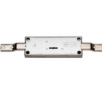 Serrure de rideau métallique centrale sorties de tringle contre coudées à double panneton zingué - - 45851