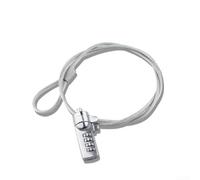 Serrure de Sécurité pour PC Portable 4 Chiffres Câble Acier | Tête de verrouillage pour robuste, résistance au piratage, acier allié , fente standard 7x3mm, argenté