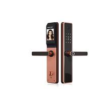 Serrure de Surveillance caméra Tuya Empreinte Digitale biométrique, Serrure Intelligente sécurité avec Porte Mot Passe d'application Installation Facile à Faire soi-même.(R Round Latch,Left)