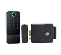 Serrure d'empreintes digitales étanche Porte extérieure TT Serrure Mot de Passe Carte IC sans ntrer électronique Installation Facile à Faire soi-même.(W5 Black)