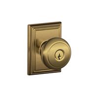 Serrure d'entr e cl bouton Andover avec garniture Addison SCHLAGE F51A et 609 ADD, laiton antique