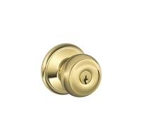 Serrure d'entr e cl bouton g orgien Schlage F51A GEO 605 en laiton brillant