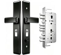 Serrure D'EntréE de SéCurité Moderne pour La Maison, Serrure Anti-Effraction avec 4 PêNes Dormants RenforcéS/8 CléS (Noire)(C+Outside deadbolt)