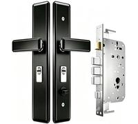 Serrure D'EntréE de SéCurité Moderne pour La Maison, Serrure Anti-Effraction avec 4 PêNes Dormants RenforcéS/8 CléS (Noire in/Outside Open)