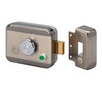 Serrure electrique motorisee en applique pene dormant cylindre rond reversible 12V DOM CE105