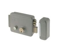 Serrure électrique pour appliquer pour portail Art. 68880 avec Cane repli de l'extérieur par clé, de l'intérieur par bouton (verrouillable avec clé), à distance par impulsion électrique à basse tension (10 W-12 V). Verrou mécanique à 2