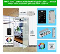 Serrure électromagnétique Kit de système de contrôle d'accès extérieur, clavier RFID étanche, 125KHz, 13.56MHz, NFC, 180KG, serrure magnétique électrique, serrures à gâche(Kit6 (180KG Lock U))