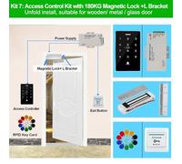 Serrure électromagnétique Kit de système de contrôle d'accès extérieur, clavier RFID étanche, 125KHz, 13.56MHz, NFC, 180KG, serrure magnétique électrique, serrures à gâche(Kit7 (180KG Lock L))