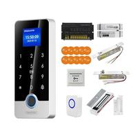 Serrure électromagnétique Kits de système de contrôle d'accès de serrure de porte avec écran 1,77 pouces, clavier Bluetooth, lecteur de carte IC RFID à empreintes digitales, clavier métallique(KIT7)