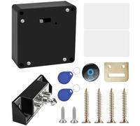 Serrure électronique RFID avec batterie, serrure de tiroir intelligente avec 2 porte-clés et 2 cartes RFID, tiroir et armoire en bois, serrures cachées pour armoire à double porte (noir)